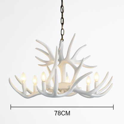 Lustre Rustique Bois de Cerf Industriel Verre LED
