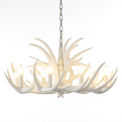 Lustre Rustique Bois de Cerf Industriel Verre LED