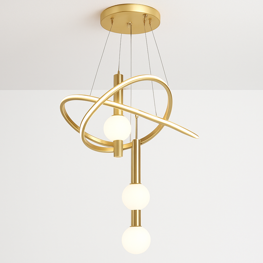 Lustre Suspendu Minimaliste LED Verre Chromé