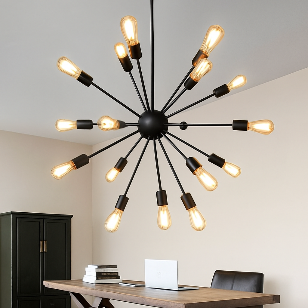Lustre Sputnik Design Industriel Vintage Noir