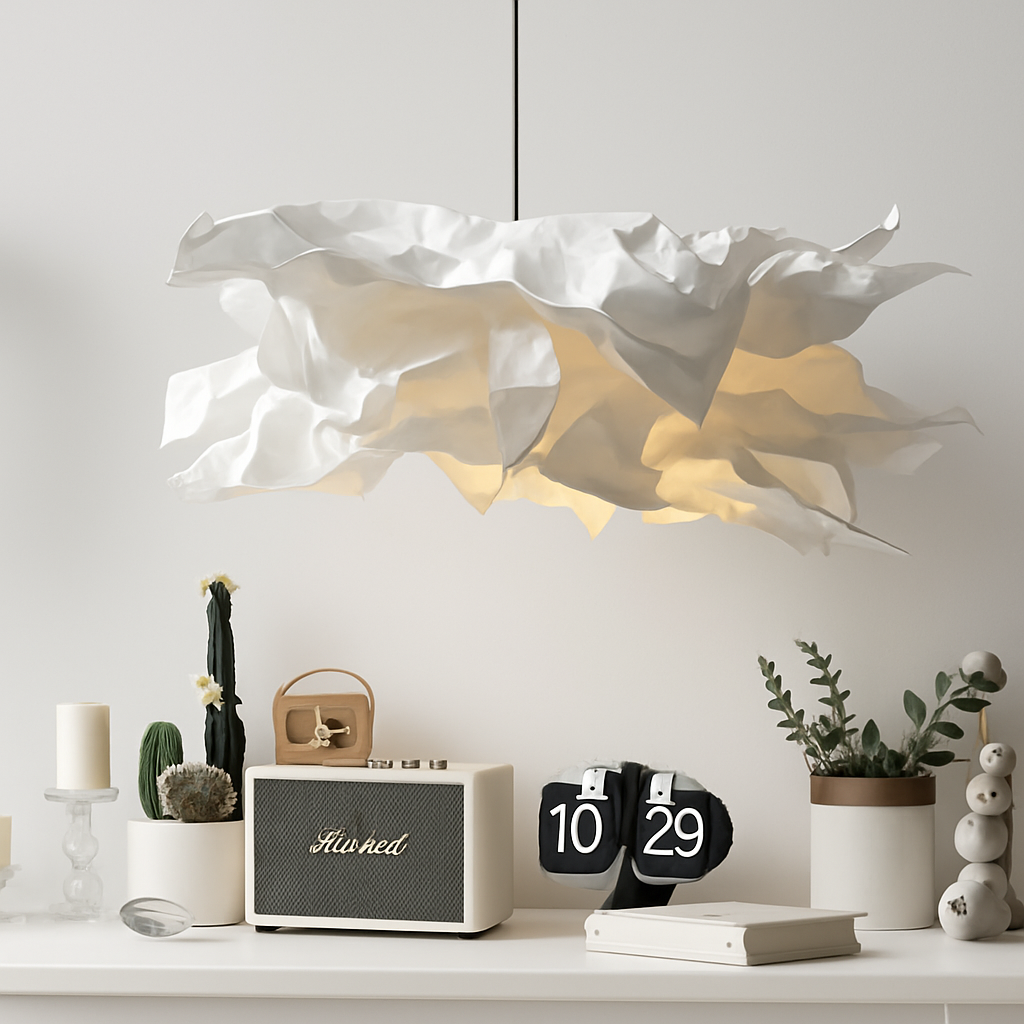 Lustre Design Fleur Papier Blanc Luminaire Suspendu
