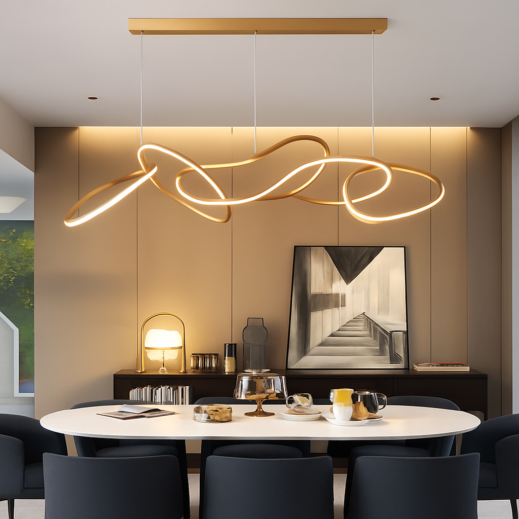 Lustre LED Moderne Vintage Noir ou Or