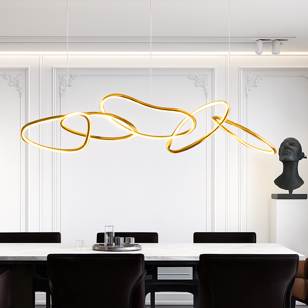 Lustre LED Moderne Vintage Noir ou Or
