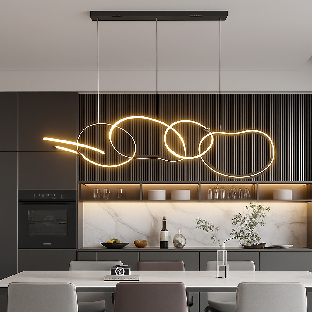 Lustre LED Moderne Vintage Noir ou Or