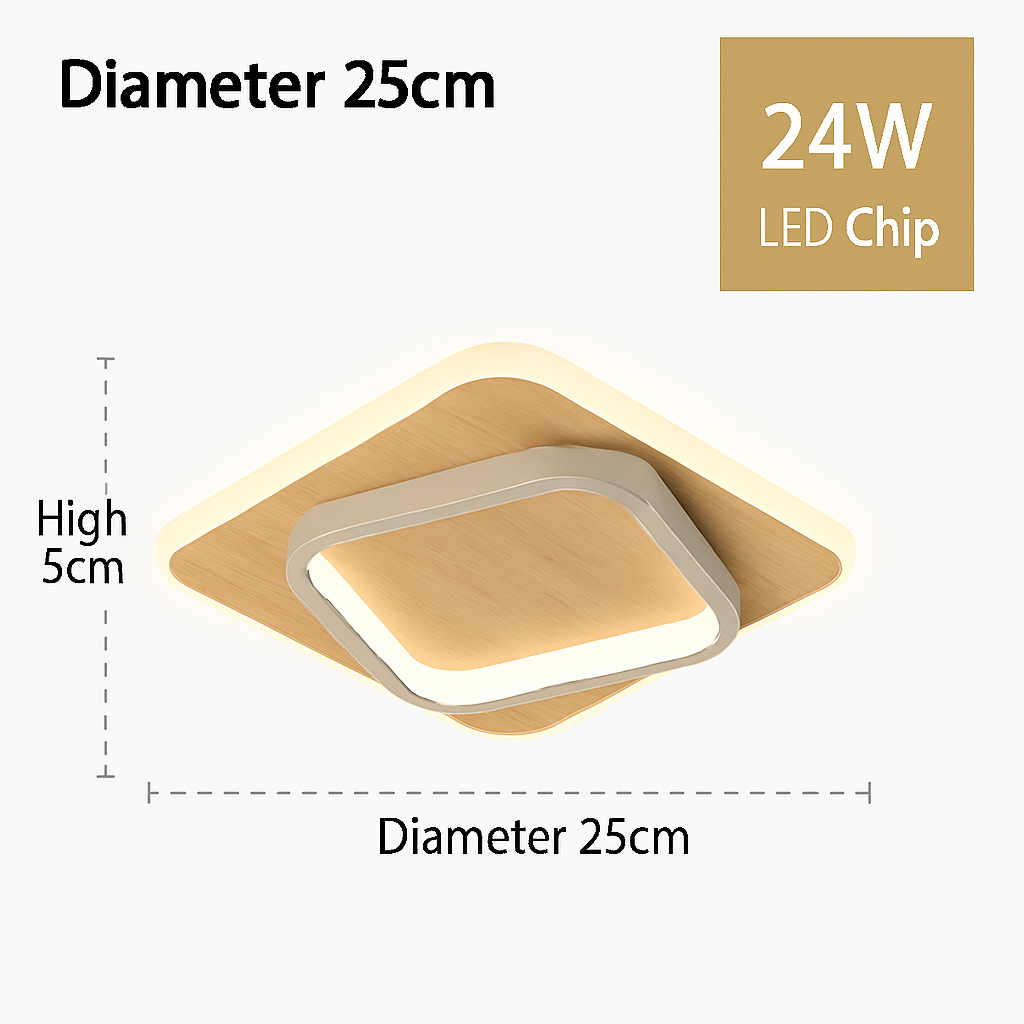 Plafonnier LED Design Moderne Bois & Métal