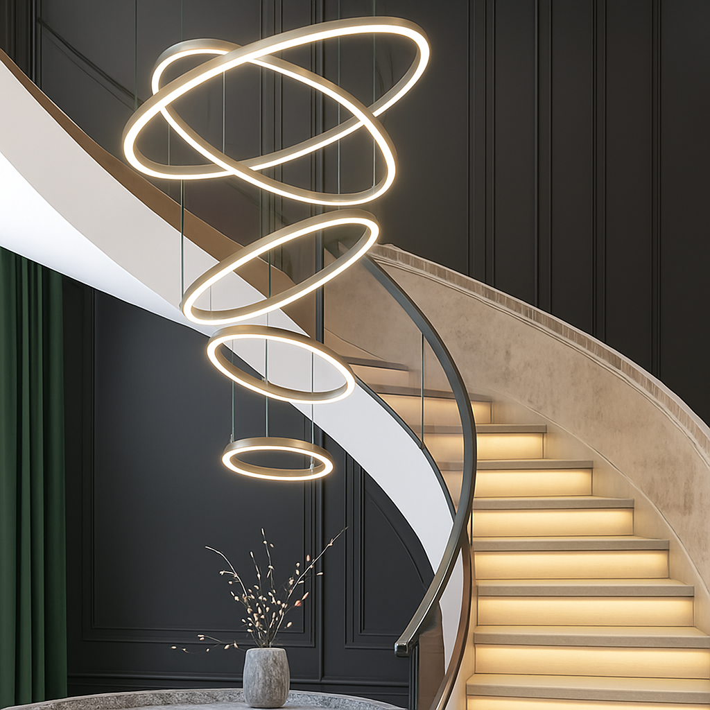Lustre LED Moderne à Anneaux - Design Contemporain
