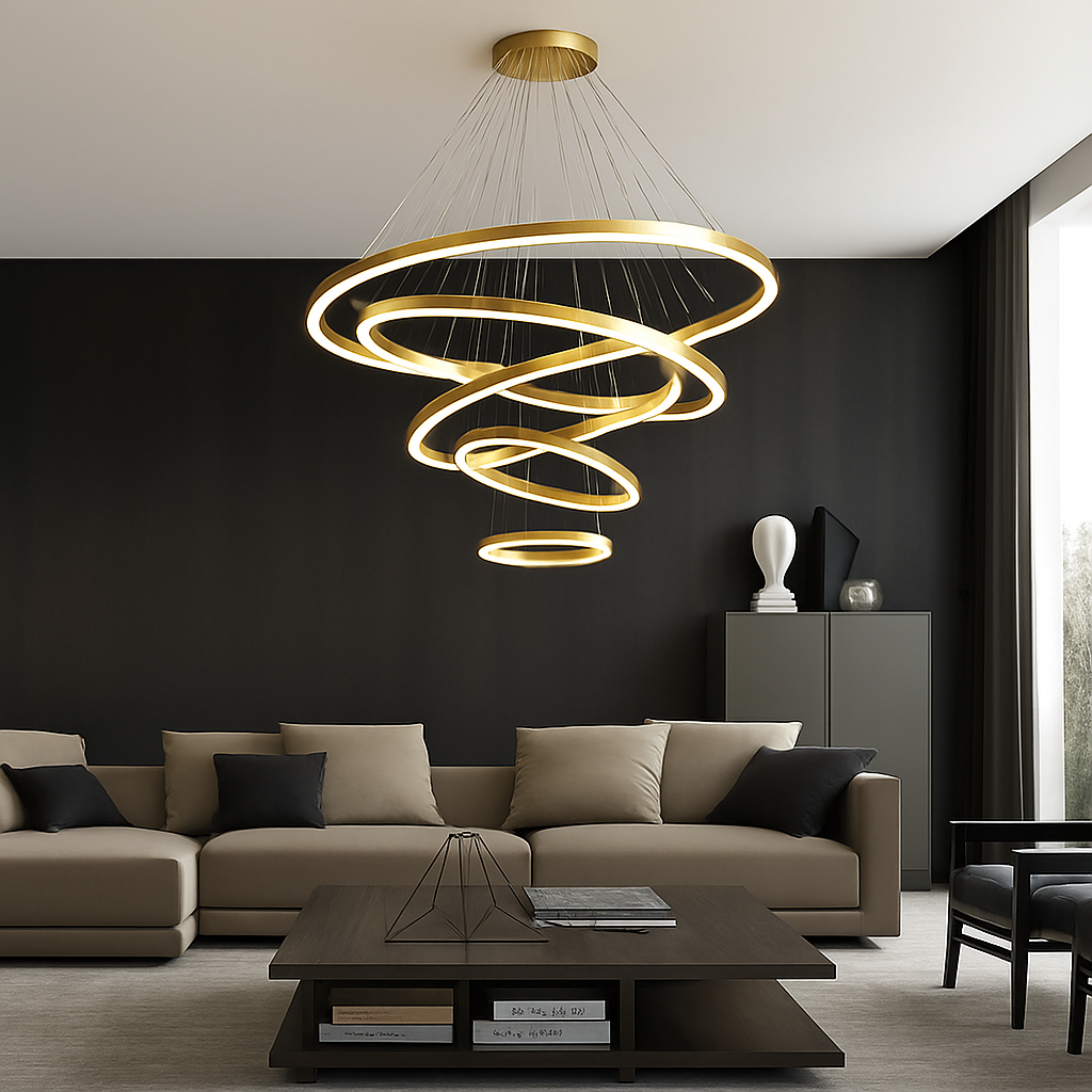 Lustre LED Moderne à Anneaux - Design Contemporain