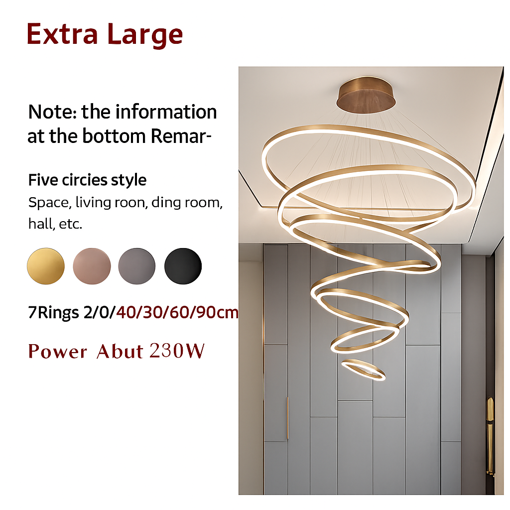 Lustre LED Moderne à Anneaux - Design Contemporain