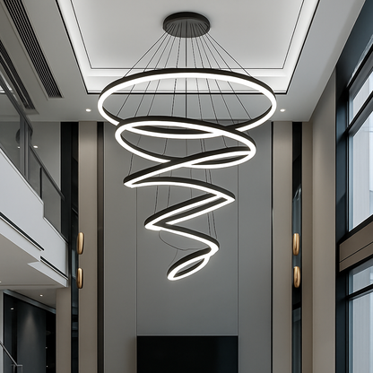 Lustre LED Moderne à Anneaux - Design Contemporain