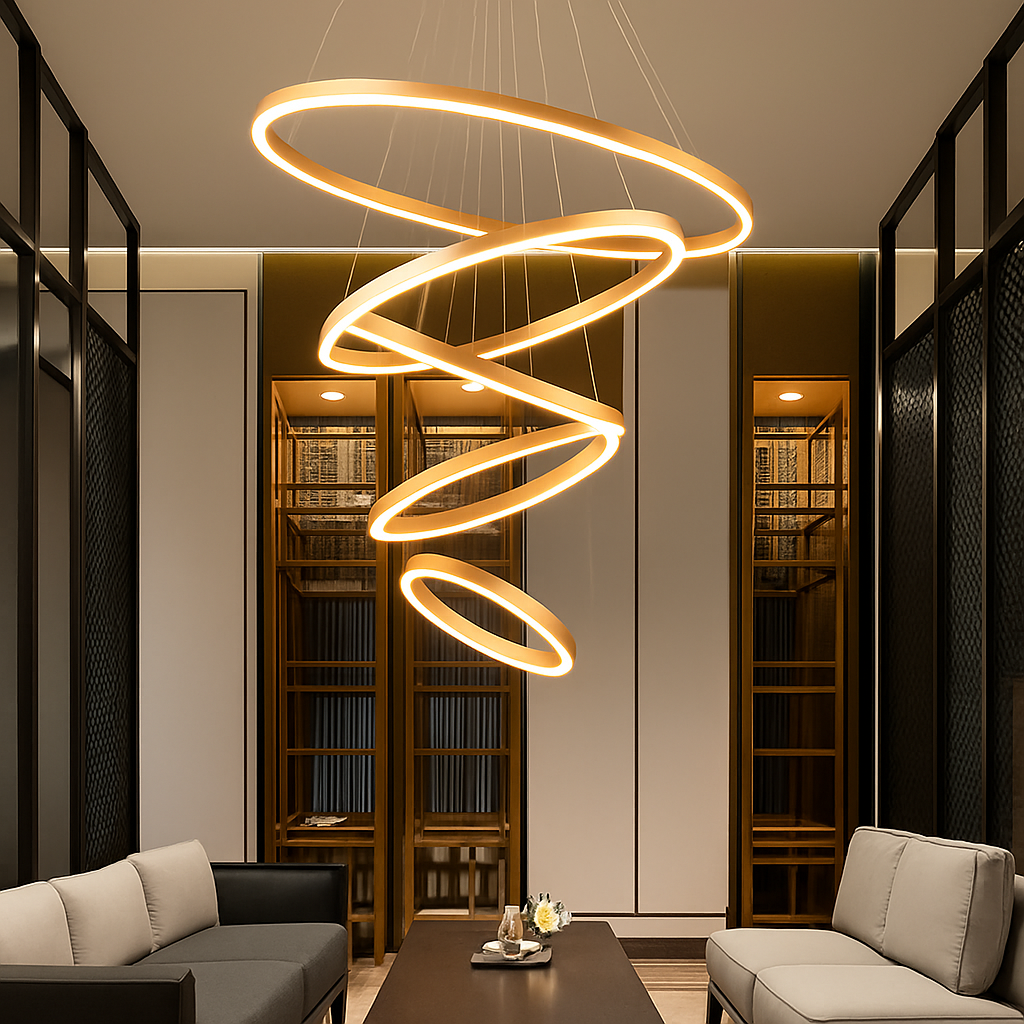 Lustre LED Moderne à Anneaux - Design Contemporain