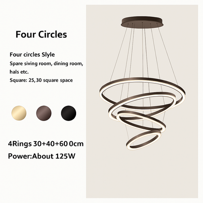 Lustre LED Moderne à Anneaux - Design Contemporain