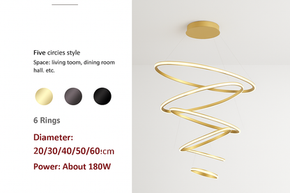 Lustre LED Moderne à Anneaux - Design Contemporain