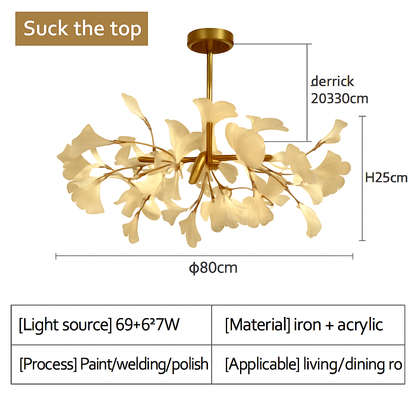 Lustre LED Feuille Ginkgo Design Nordique