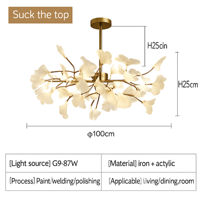 Lustre LED Feuille Ginkgo Design Nordique