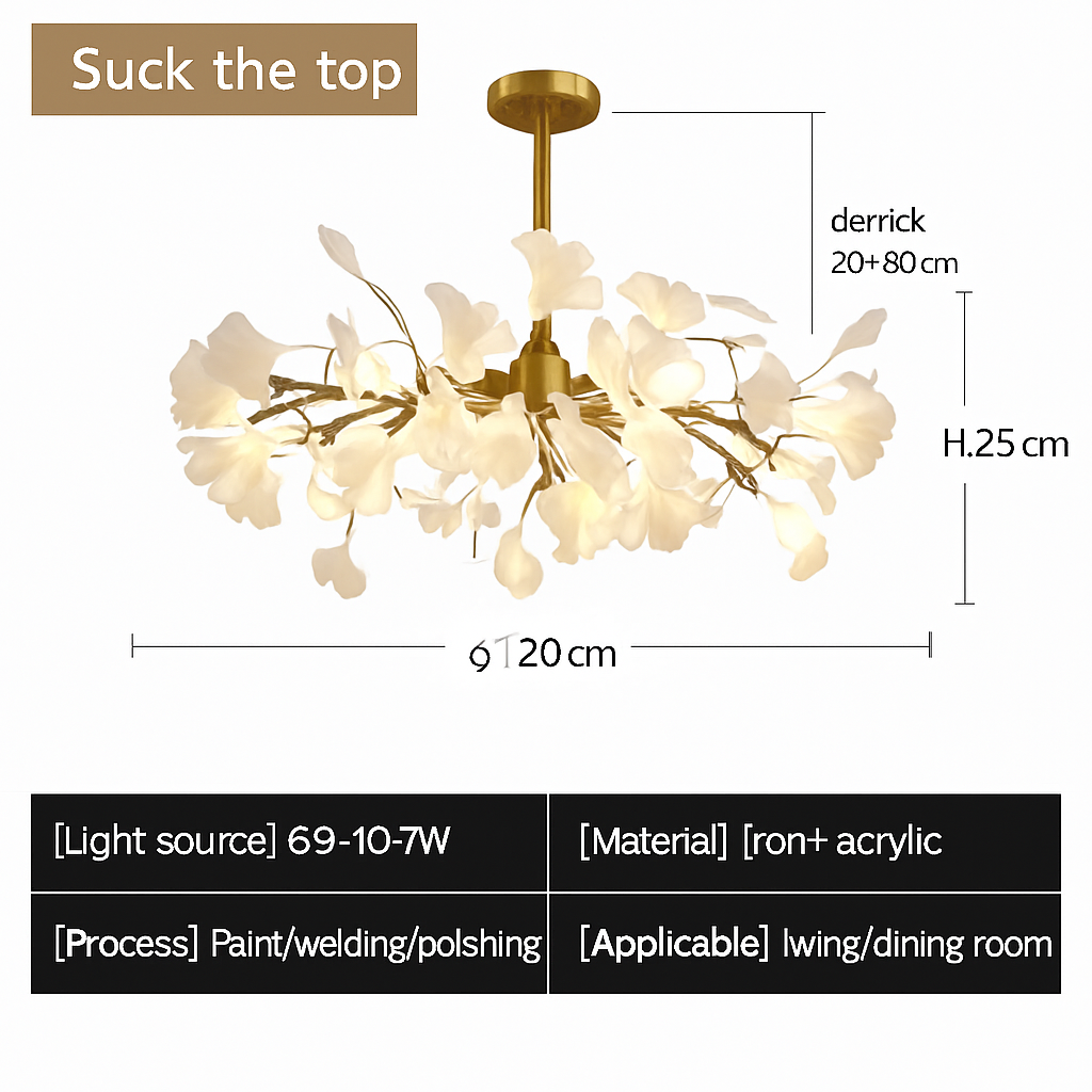 Lustre LED Feuille Ginkgo Design Nordique