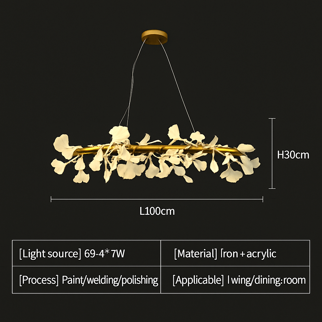 Lustre LED Feuille Ginkgo Design Nordique