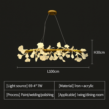 Lustre LED Feuille Ginkgo Design Nordique