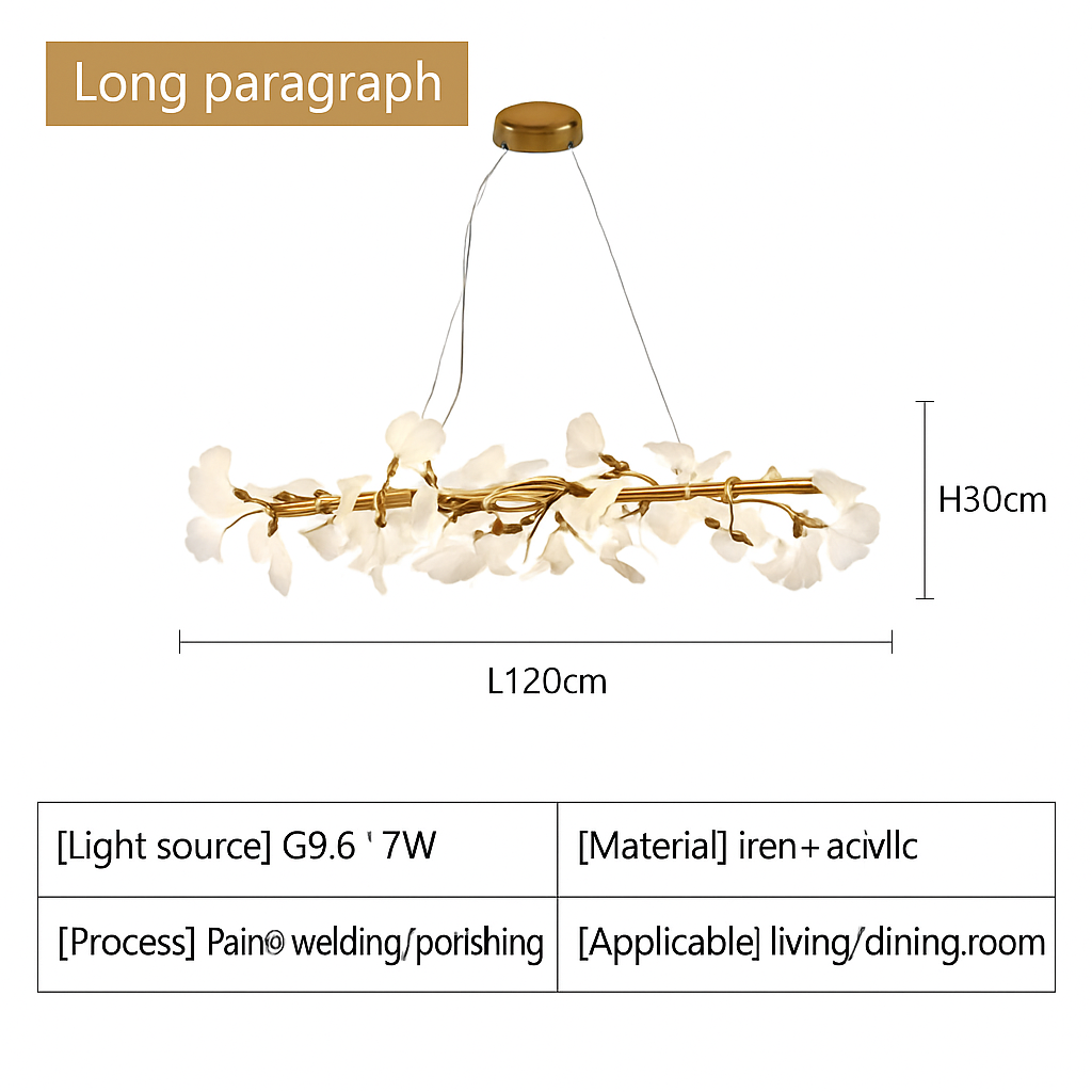 Lustre LED Feuille Ginkgo Design Nordique