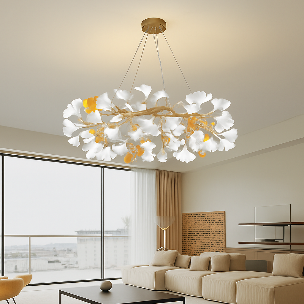 Lustre LED Feuille Ginkgo Design Nordique