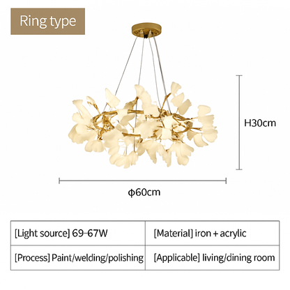 Lustre LED Feuille Ginkgo Design Nordique
