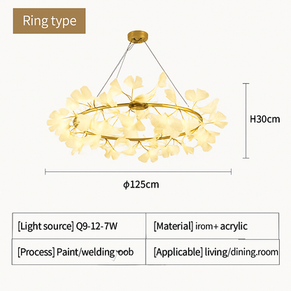 Lustre LED Feuille Ginkgo Design Nordique