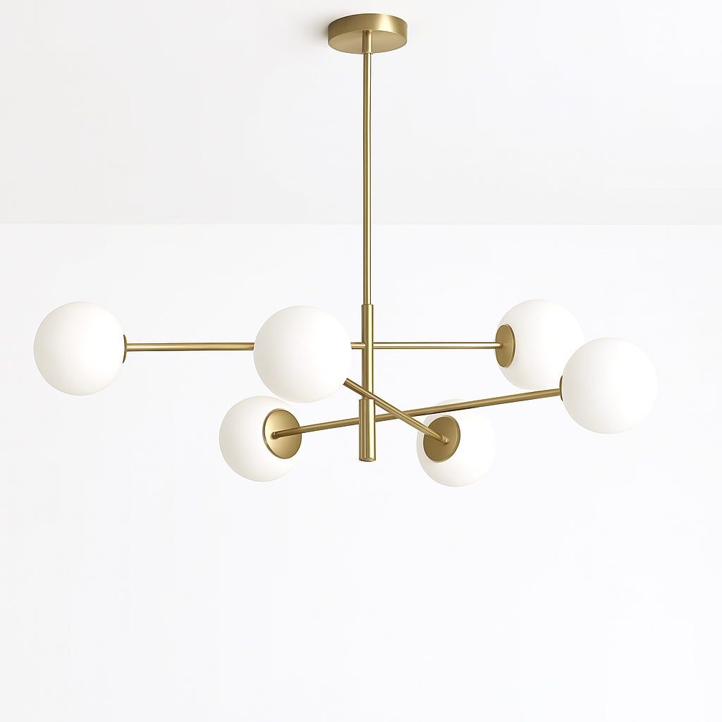 Lustre Scandinave Verre & Laiton Moderne