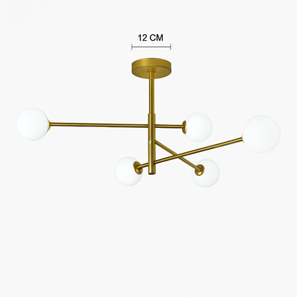 Lustre Scandinave Verre & Laiton Moderne