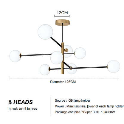 Lustre Scandinave Verre & Laiton Moderne