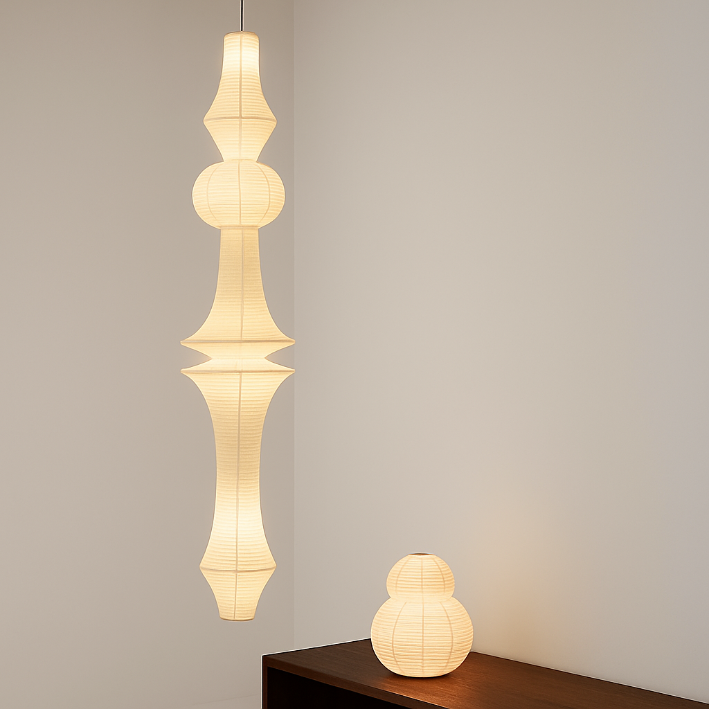Suspension LED Wabi-Sabi Papier de Riz Blanc