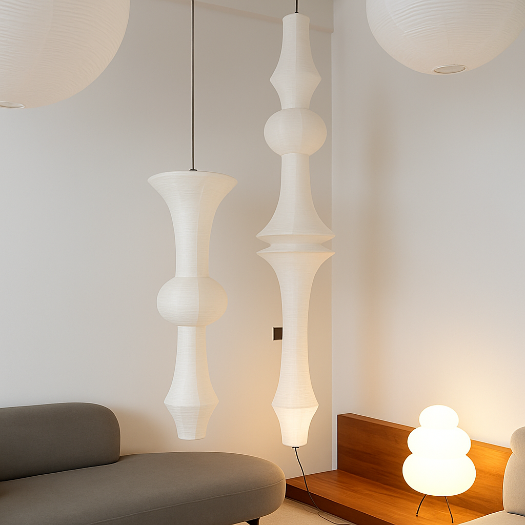 Suspension LED Wabi-Sabi Papier de Riz Blanc