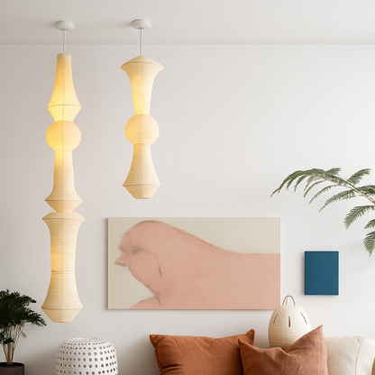 Suspension LED Wabi-Sabi Papier de Riz Blanc