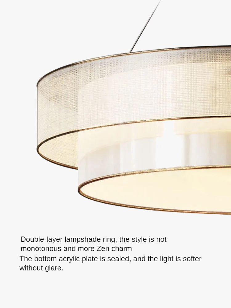 Lustre Suspendu Zen Beige Métal & Textile