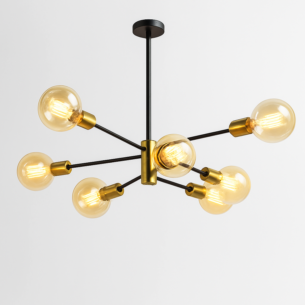 Lustre Suspendu Moderne Noir & Or Aluminium