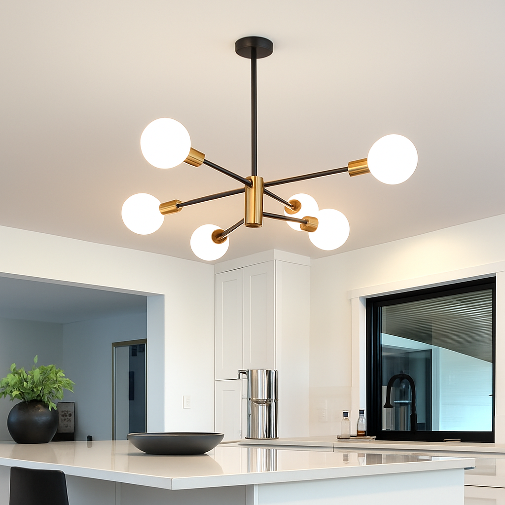 Lustre Suspendu Moderne Noir & Or Aluminium