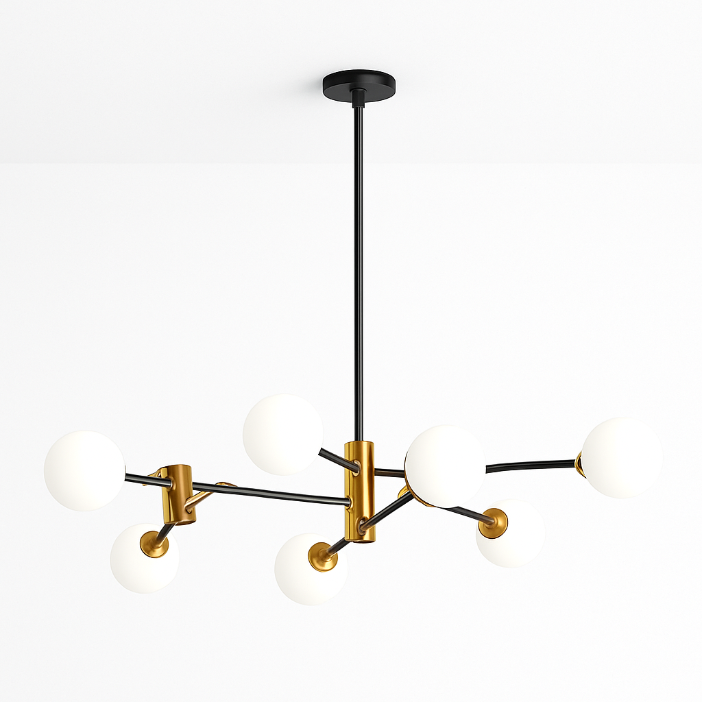 Lustre Suspendu Moderne Noir & Or Aluminium