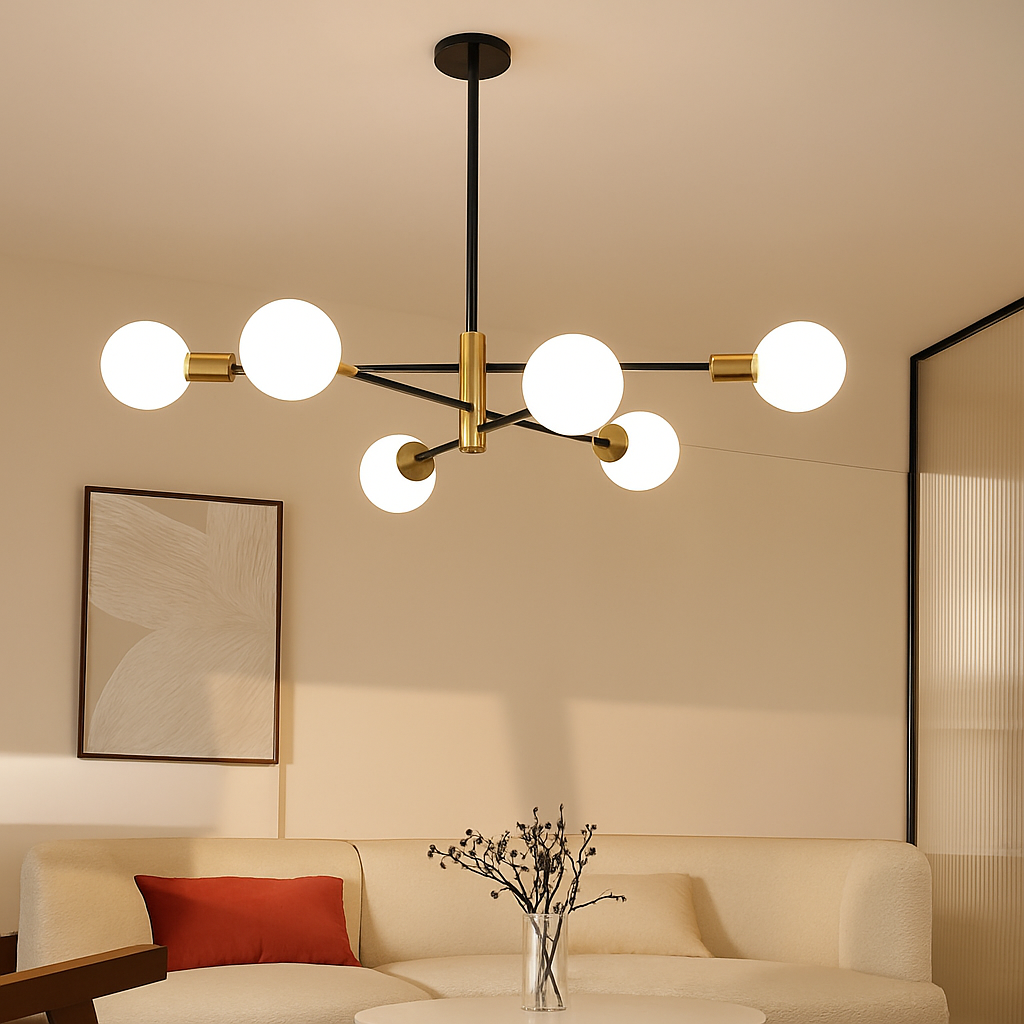 Lustre Suspendu Moderne Noir & Or Aluminium