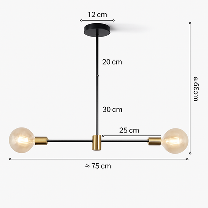 Lustre Suspendu Moderne Noir & Or Aluminium