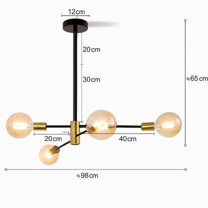 Lustre Suspendu Moderne Noir & Or Aluminium