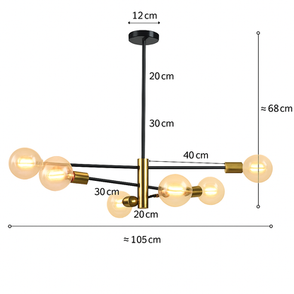 Lustre Suspendu Moderne Noir & Or Aluminium