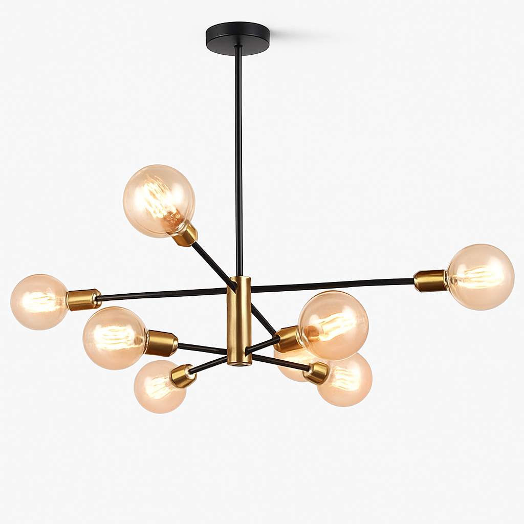 Lustre Suspendu Moderne Noir & Or Aluminium
