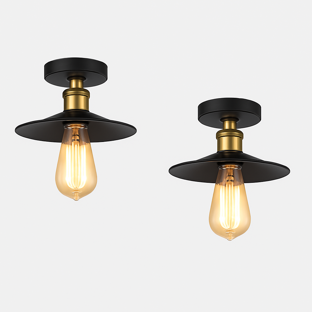 Lustre Industriel Vintage Américain Noir ou Blanc