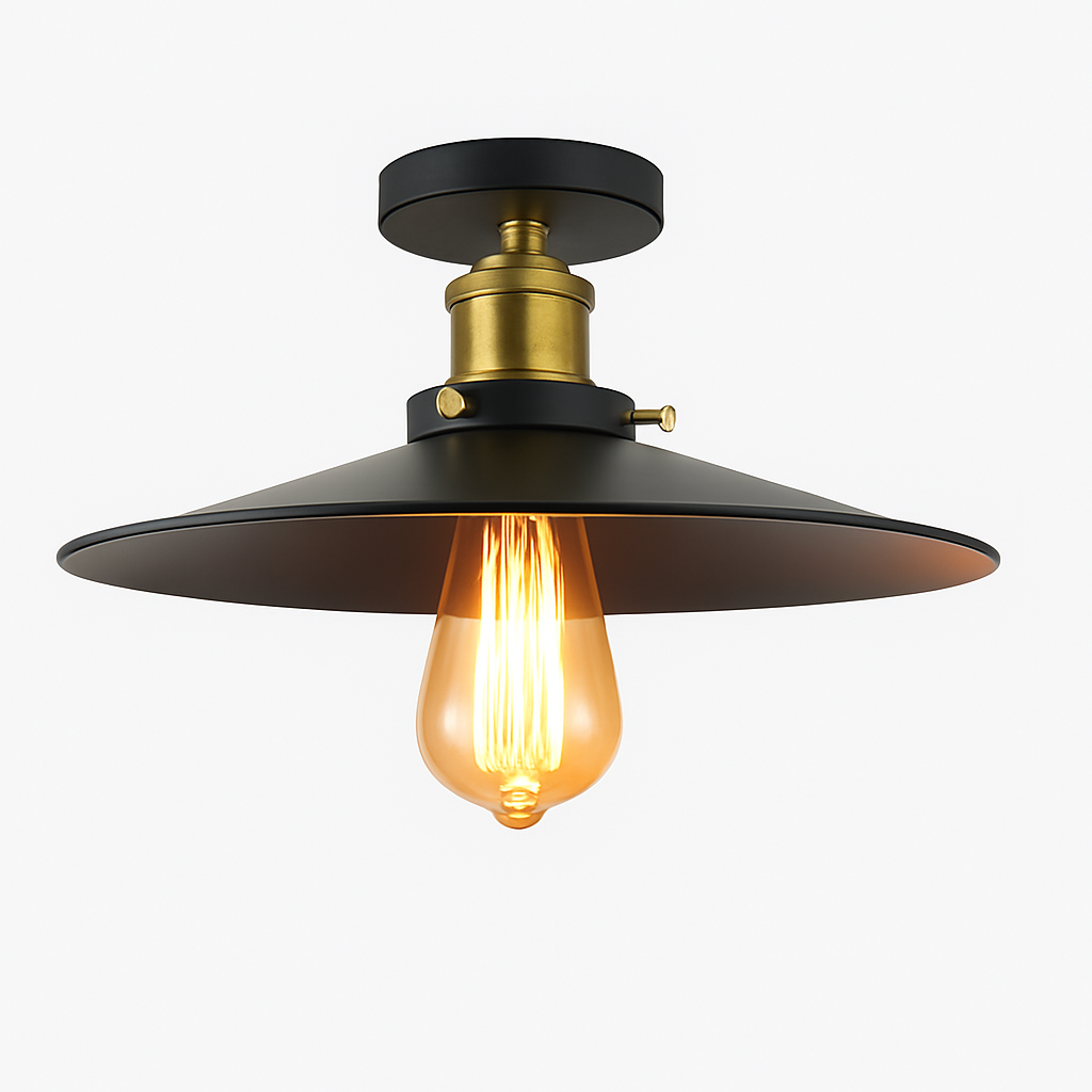 Lustre Industriel Vintage Américain Noir ou Blanc