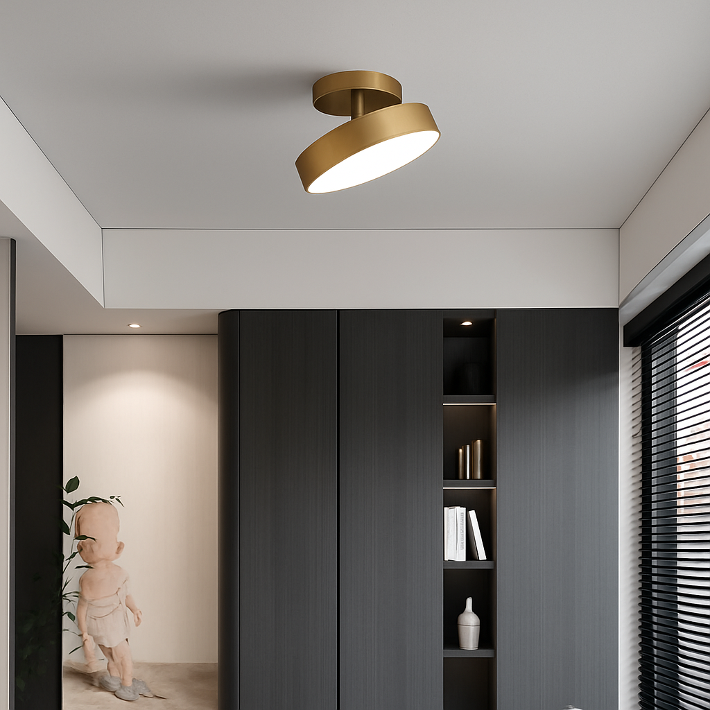 Plafonnier LED Rond Design Nordique Cuivre & Bronze