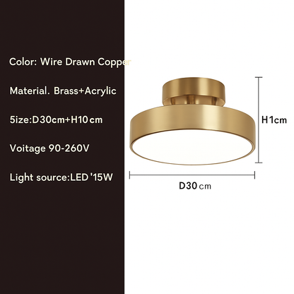 Plafonnier LED Rond Design Nordique Cuivre & Bronze