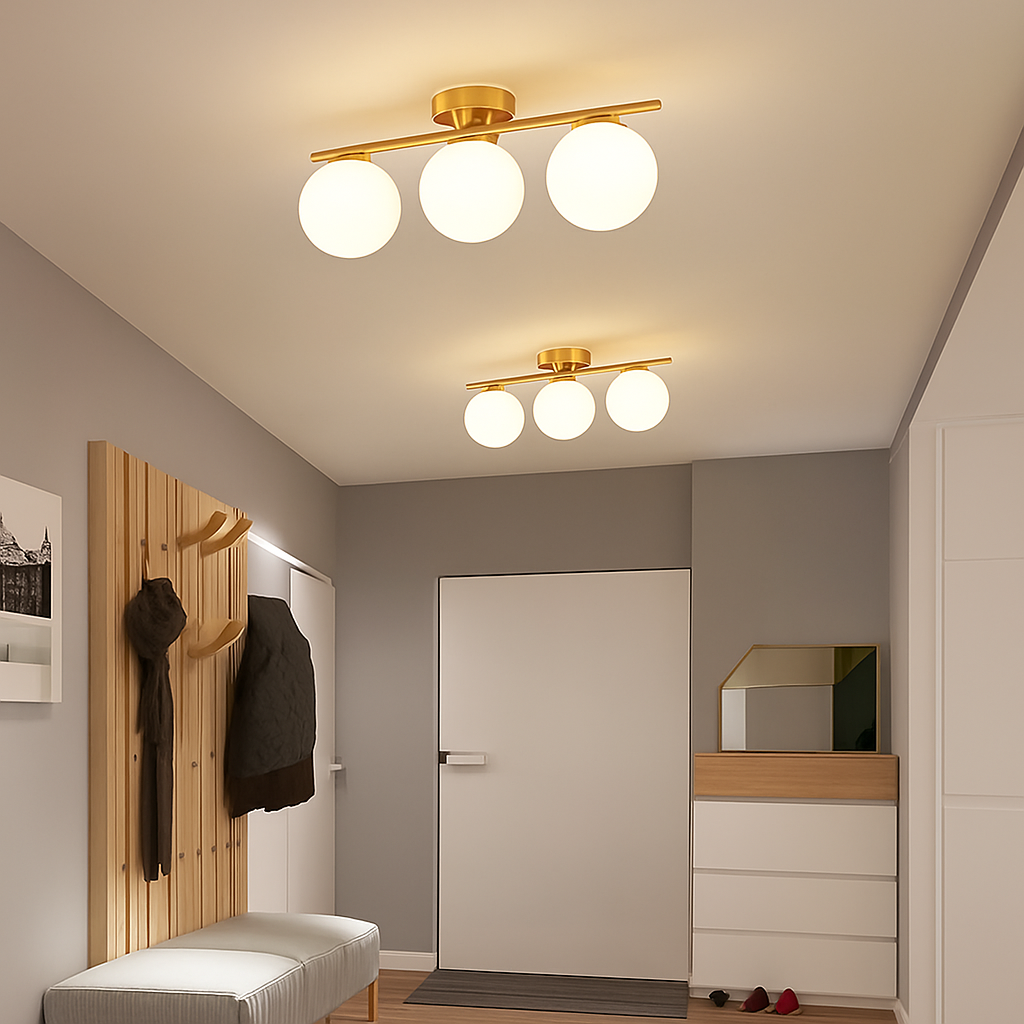Plafonnier LED Nordique Métal & Verre - Design Moderne
