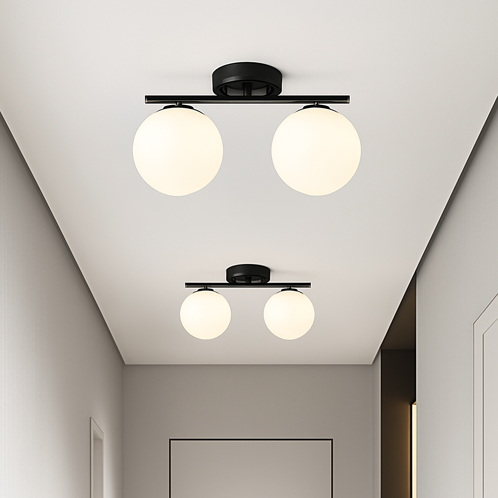 Plafonnier LED Nordique Métal & Verre - Design Moderne