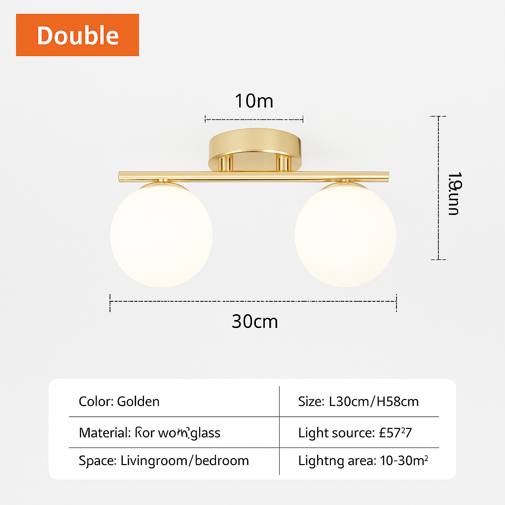 Plafonnier LED Nordique Métal & Verre - Design Moderne