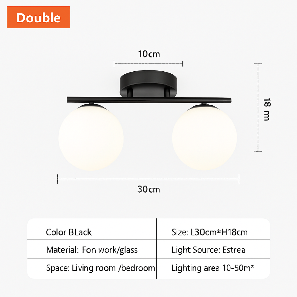 Plafonnier LED Nordique Métal & Verre - Design Moderne