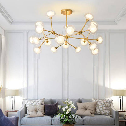 Lustre LED Design Verre Doré/Noir