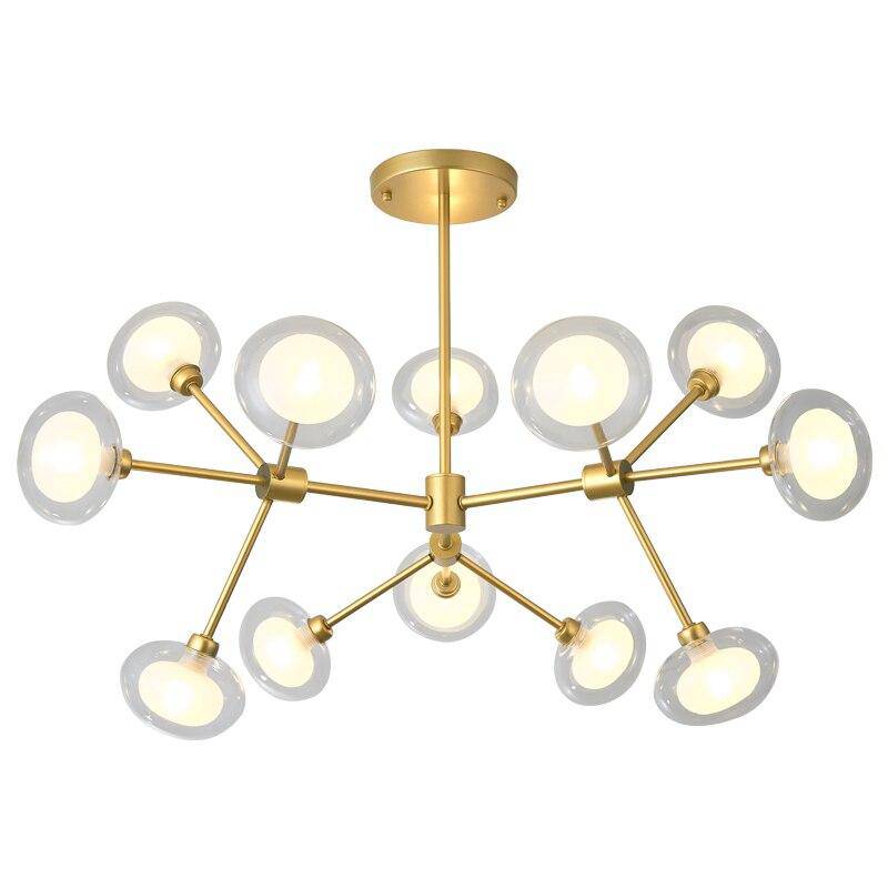 Lustre LED Design Verre Doré/Noir